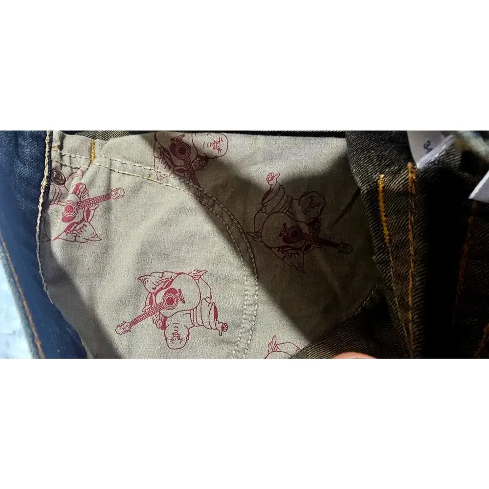 True Religion Men's Dark Wash Contrast Stitch Jeans Size 34 USA Made